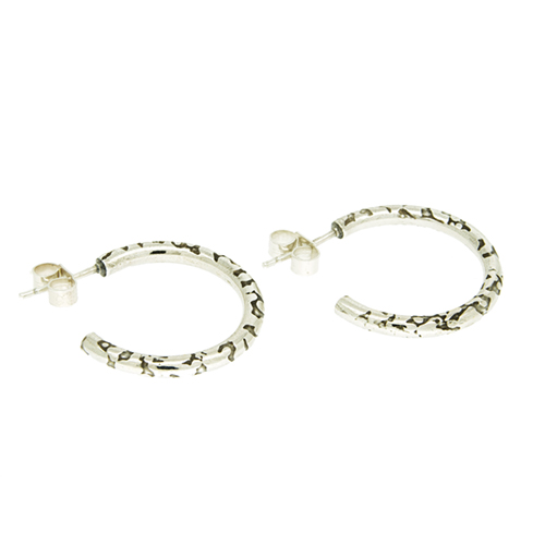 Sustainable Oxidised Silver Lichen Textured Hoop Earrings | Lisa Rothwell-Young