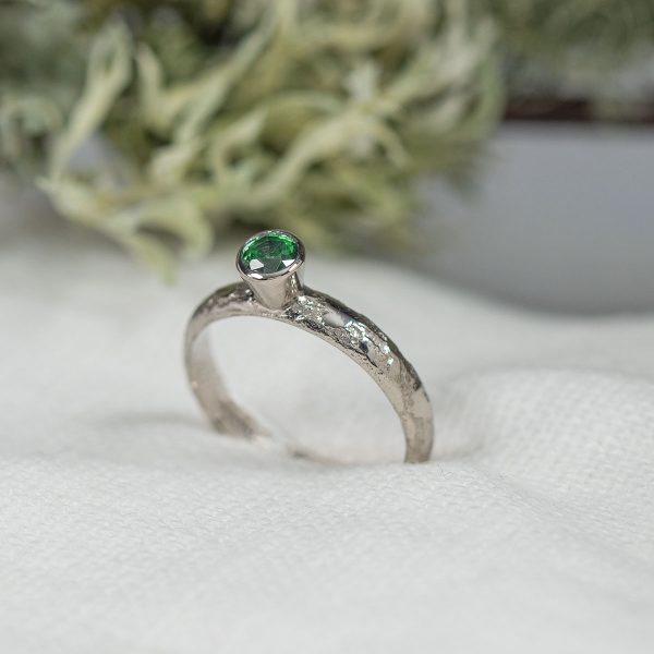 Lichen Textured Emerald Engagement Ring | Lisa Rothwell-Young