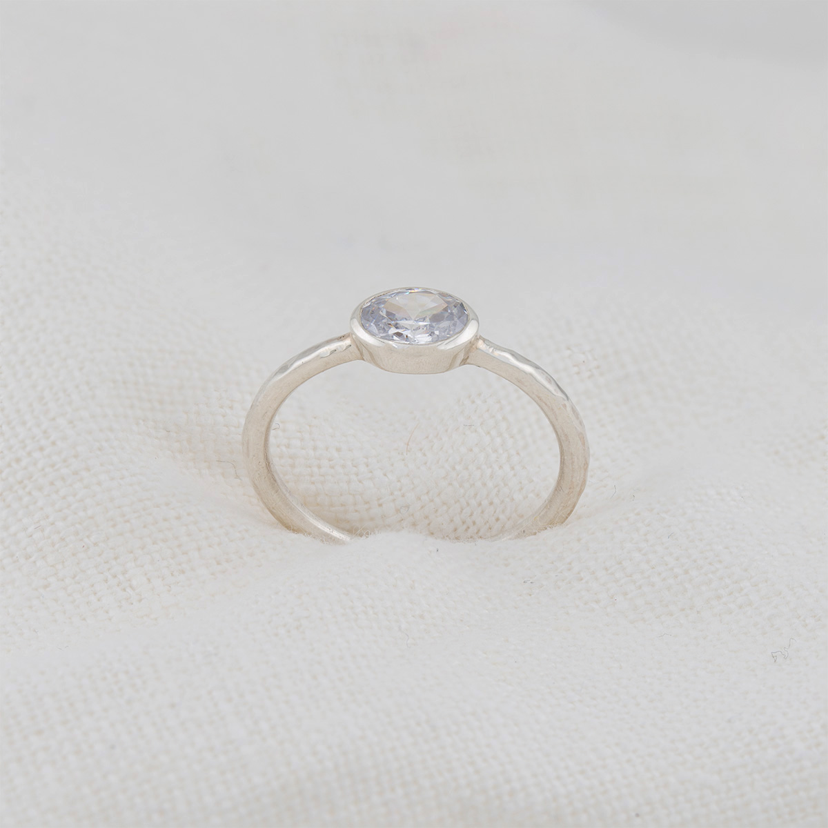 Ocean Inspired Ripple Textured Oval Diamond Engagement Ring Front | Lisa Rothwell-Young