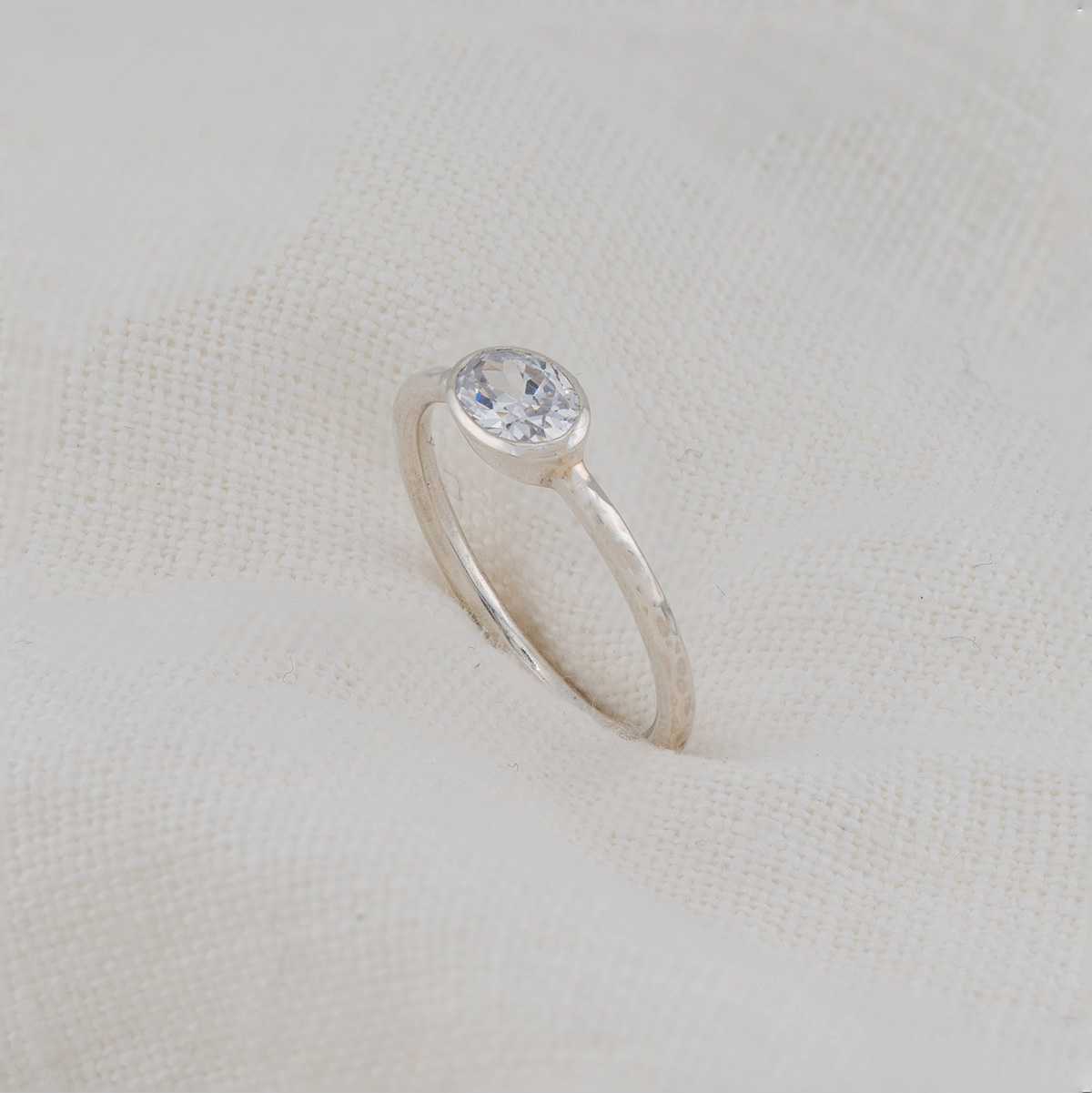 Ocean Inspired Ripple Textured Oval Diamond Engagement Ring Side | Lisa Rothwell-Young