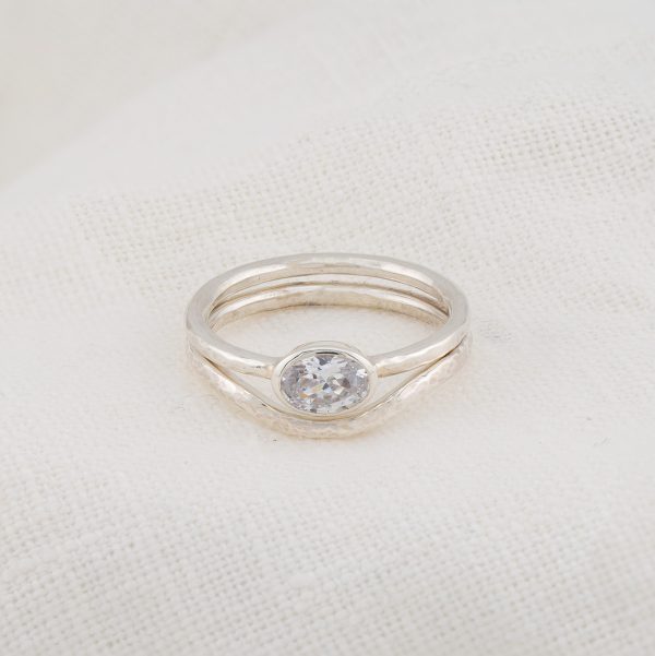 Vegan Wedding Ring Ocean Inspired Ripple Textured Wedding and Engagement Ring Set | Lisa Rothwell-Young