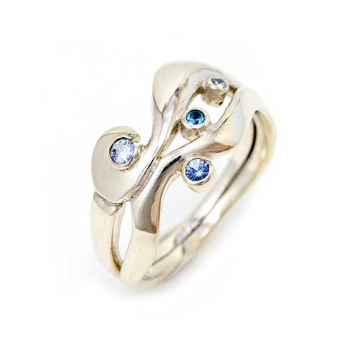 Unconventional engagement ring, Flow ring, white gold|Lisa Rothwell-Young