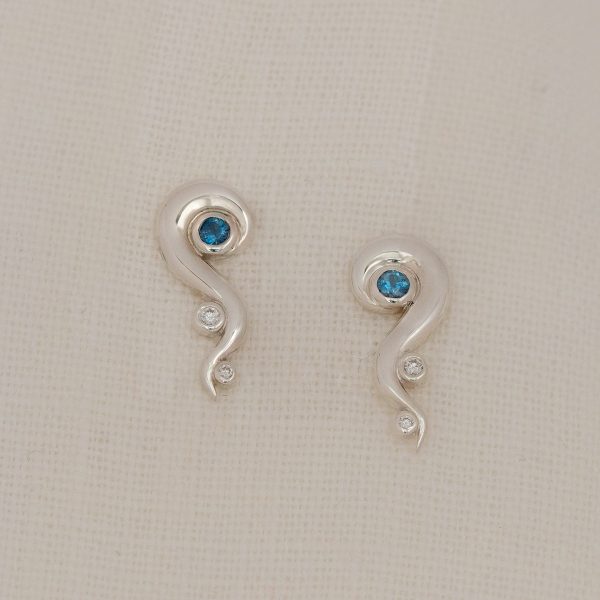 Sea Inspired Aquamarine and Diamond Flow Earrings | Lisa Rothwell-Young