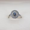 Seashore Inspired Platinum and Blue Sapphire Cove Engagement Ring Front View|Lisa Rothwell-Young