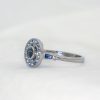 Seashore Inspired Platinum and Blue Sapphire Cove Engagement Ring Side View|Lisa Rothwell-Young