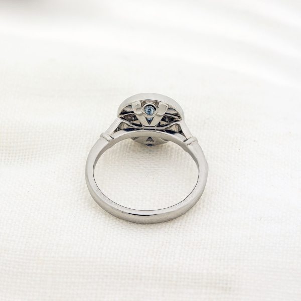 Seashore Inspired Platinum and Sapphire Cove Engagement Ring Reverse View|Lisa Rothwell-Young