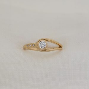 Unusual Sea Inspired 18ct Yellow Gold and Diamond Engagement Ring | Lisa Rothwell-Young