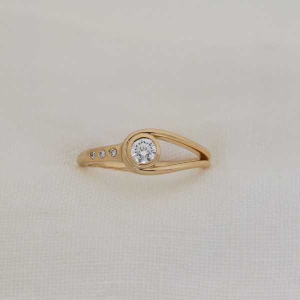 Unusual Sea Inspired 18ct Yellow Gold and Diamond Engagement Ring | Lisa Rothwell-Young