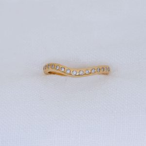 Unusual Sea Inspired 18ct Yellow Gold and Diamond Shaped to Fit Wedding Band| Lisa Rothwell-Young