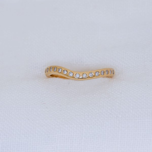 Unusual Sea Inspired 18ct Yellow Gold and Diamond Shaped to Fit Wedding Band| Lisa Rothwell-Young