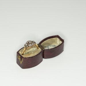 Navette shaped cluster ring set with old cut diamonds | Lisa Rothwell-Young