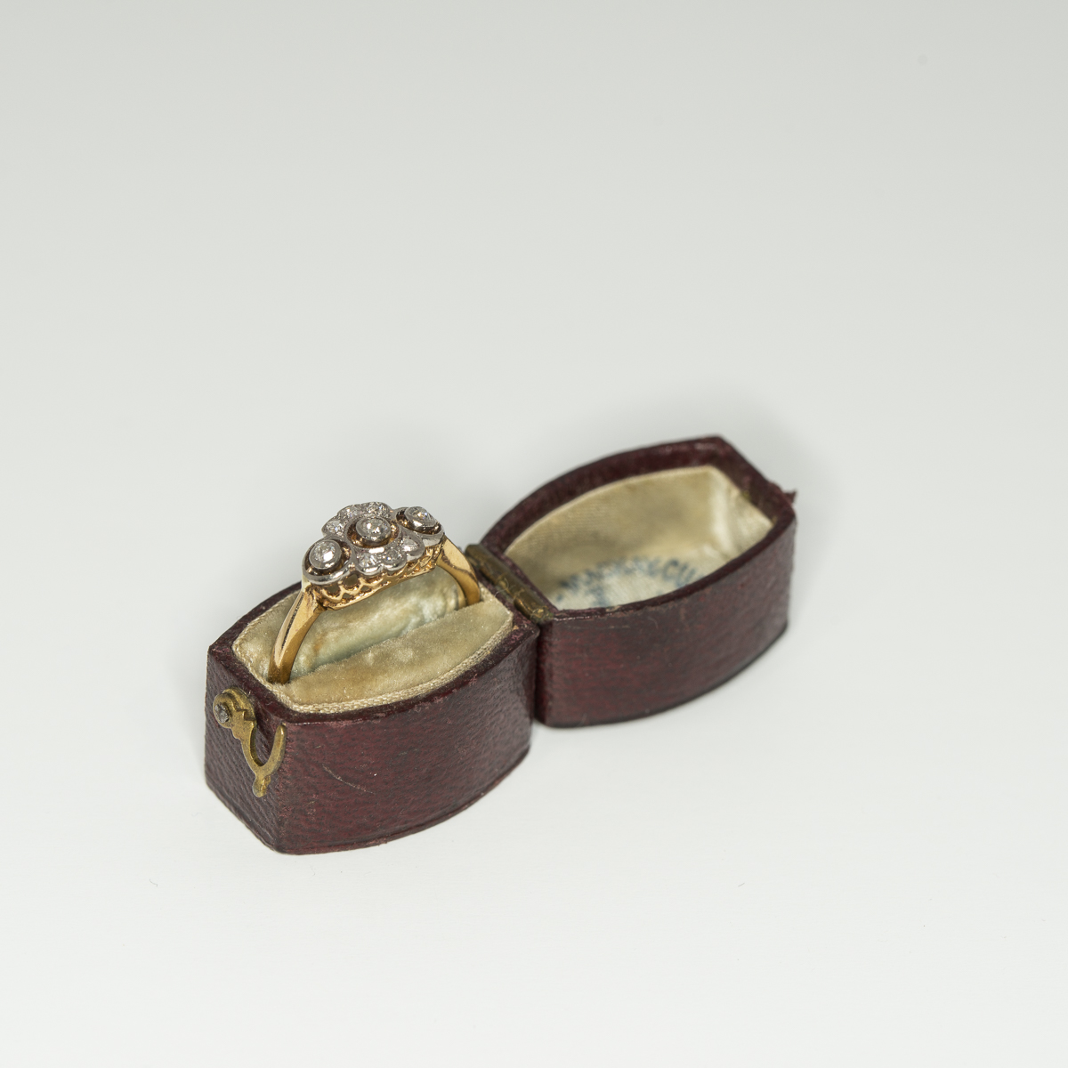 Navette shaped cluster ring set with old cut diamonds | Lisa Rothwell-Young