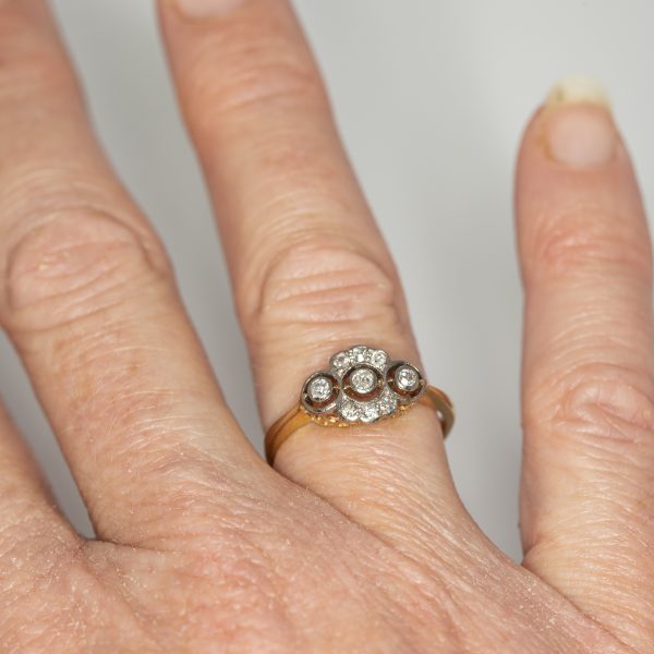 Navette shaped cluster ring set with old cut diamonds - On hand | Lisa Rothwell-Young