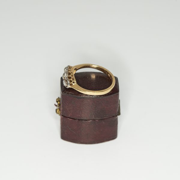 Navette shaped cluster ring set with old cut diamonds - Side | Lisa Rothwell-Young