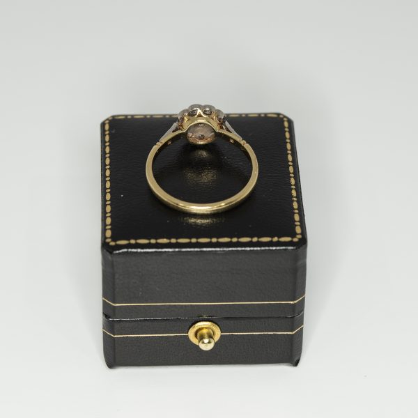 Sapphire and old cut diamond flower cluster ring - Rear | Lisa Rothwell-Young