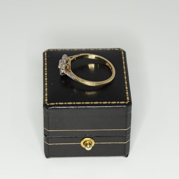 Sapphire and old cut diamond flower cluster ring - Side | Lisa Rothwell-Young