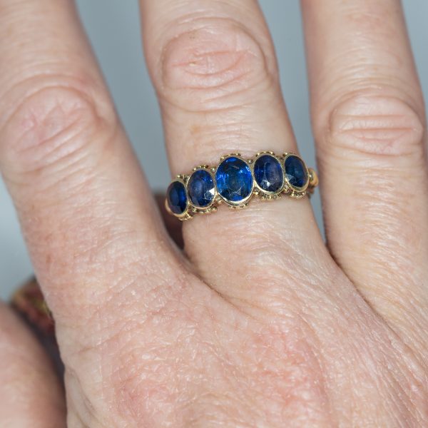Victorian five stone blue sapphire ring - On hand | Lisa Rothwell-Young