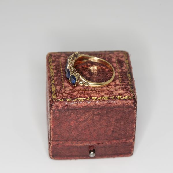 Victorian five stone blue sapphire ring - Side | Lisa Rothwell-Young