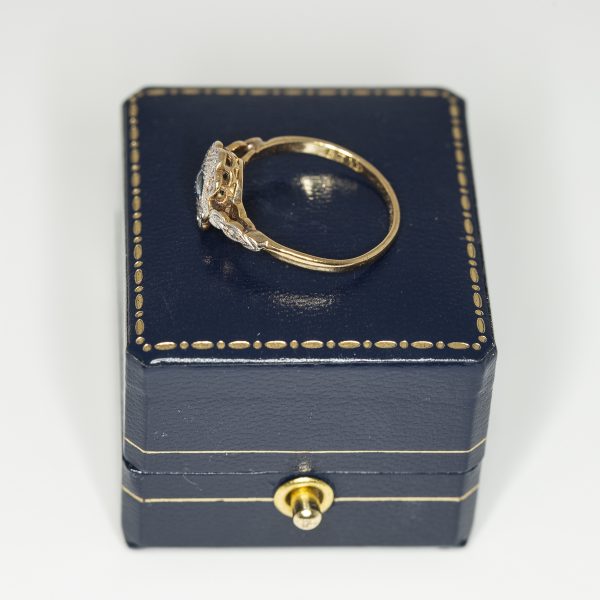 Deco Style Sapphire and Diamond cluster ring - Side | Lisa Rothwell-Young