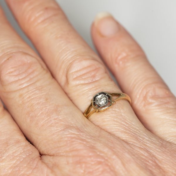 Unusual Hexagonal Antique DIamond Ring - On hand | Lisa Rothwell-Young