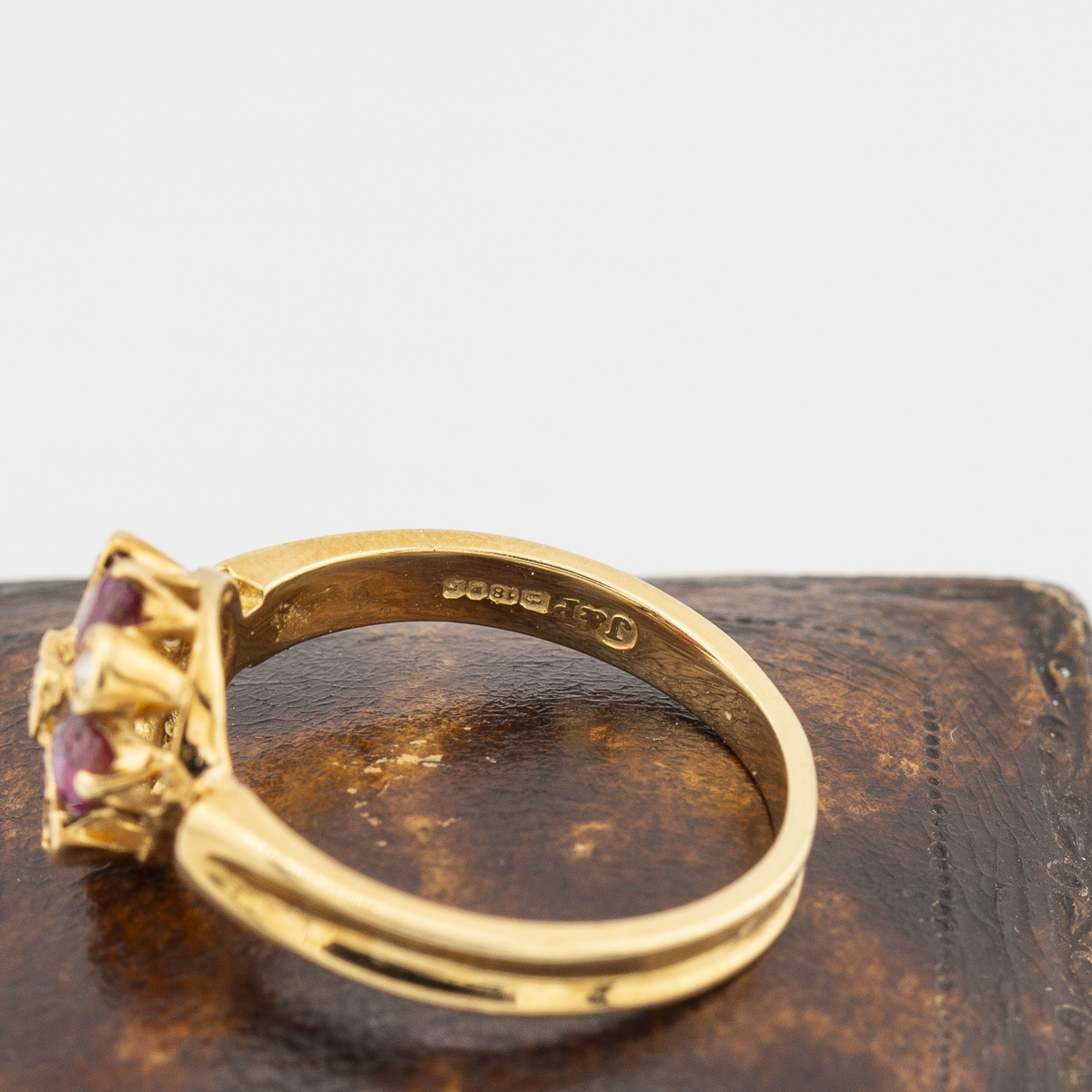 Ruby and diamond quatrefoil ring hallmark |Lisa Rothwell-Young