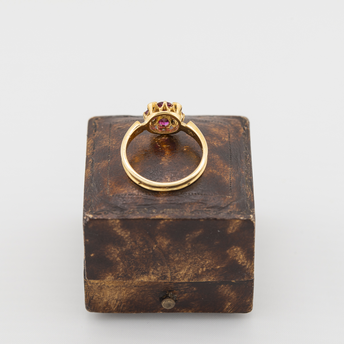 Ruby and diamond quatrefoil ring rear |Lisa Rothwell-Young