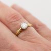 Yellow gold and diamond ring with tulip shoulders worn |Lisa Rothwell-Young
