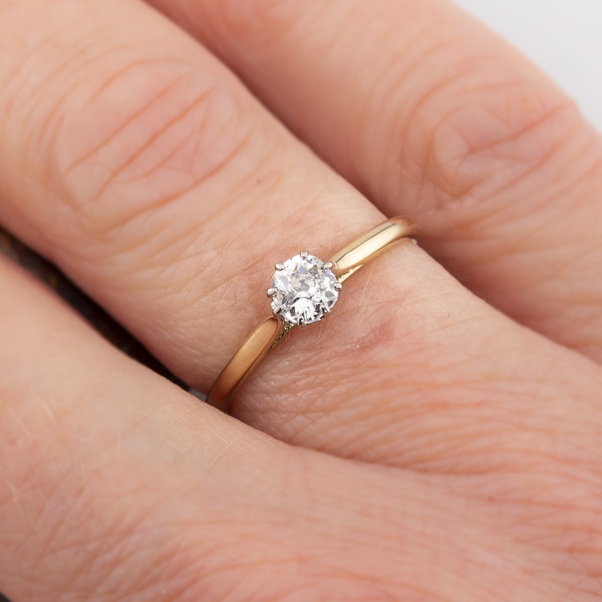 0_31ct Old Mine Cut Diamond Solitaire Ring - On Hand | Lisa Rothwell-Young