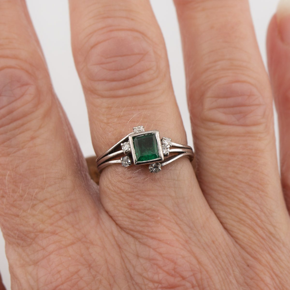 Art Deco Emerald and Diamond Ring - On Hand | Lisa Rothwell-Young